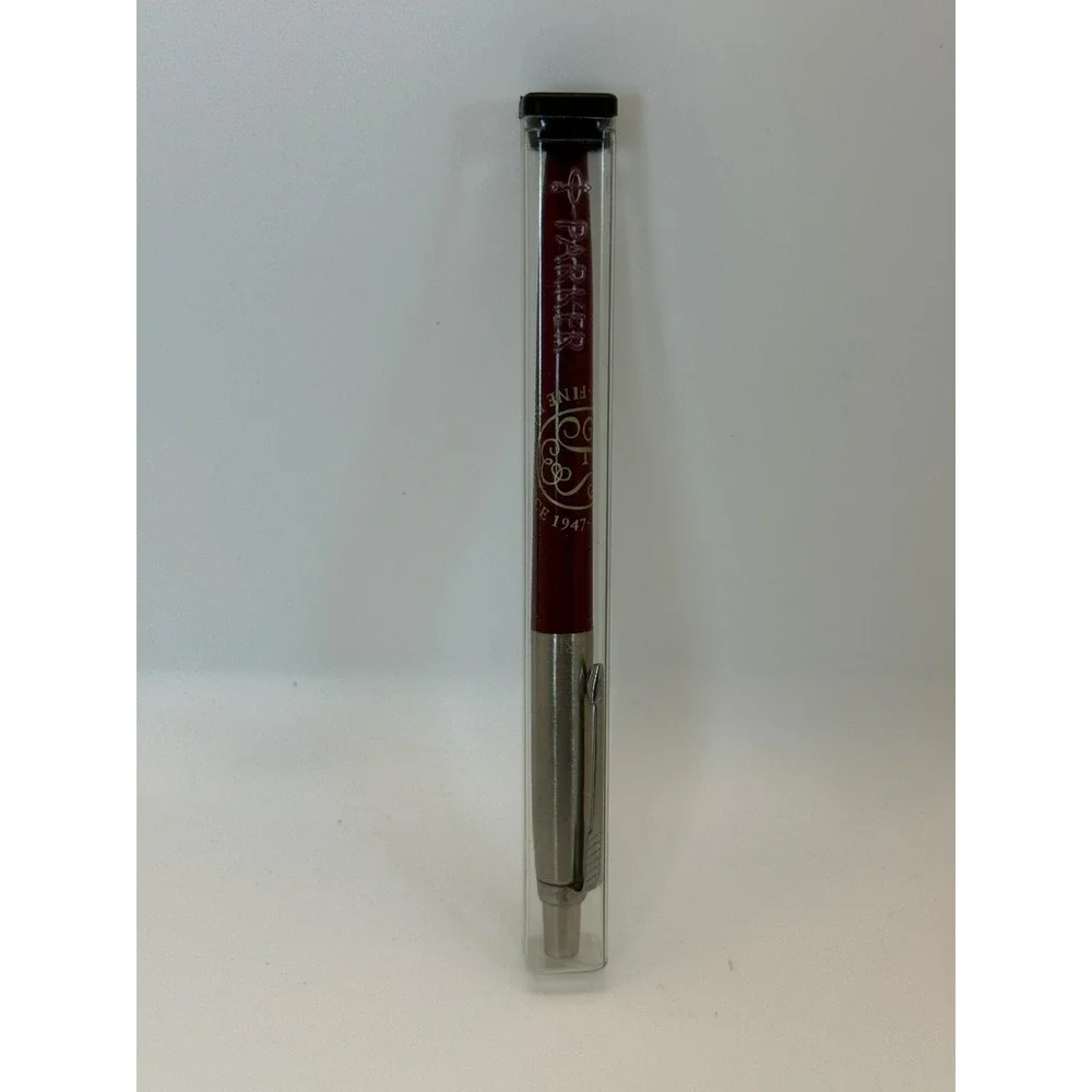 VTG Parker Jotter Ballpoint Pen Burgundy Silver The Folio Society‎ 1947 Logo